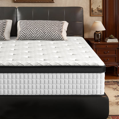 12 Inch Hybrid Mattress - Medium Firm Support with Memory Foam & Pocket Springs for Pressure Relief & Motion Isolation, CertiPUR-US Certified, Available in Twin, Full, Queen, King