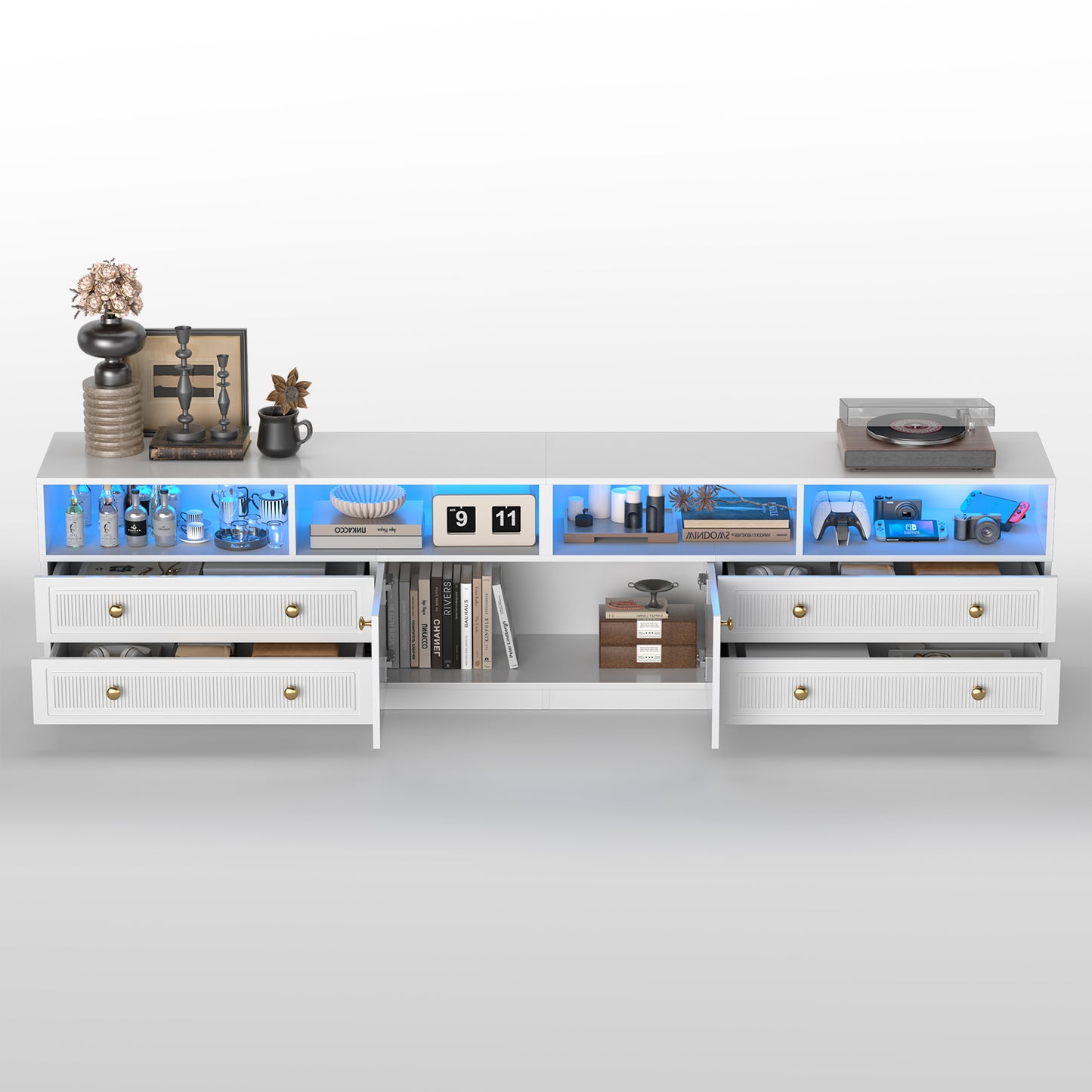 Save 50% - Belord High Gloss TV Stand w/ Storage, Fits 75" TV