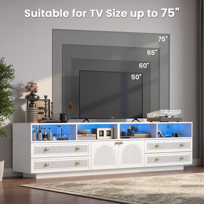 Save 50% - Belord High Gloss TV Stand w/ Storage, Fits 75" TV