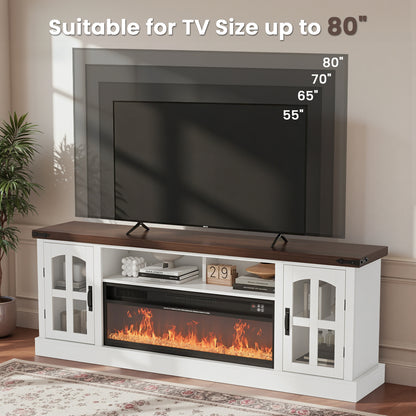 Save 50% - Belord 70.9-Inch Electric Fireplace TV Stand for TVs up to 80 Inches, Wooden Media Console with 1500W 38.2-Inch Fireplace