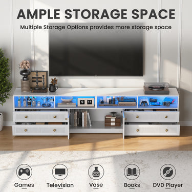 Save 50% - Belord High Gloss TV Stand w/ Storage, Fits 75" TV - Belord