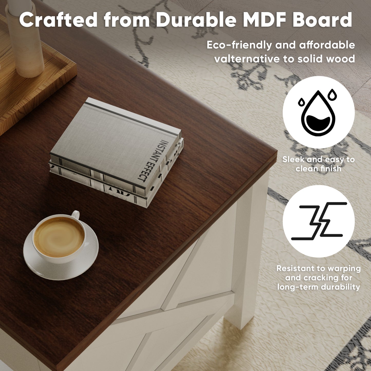 Save 50% - 4-in-1 Lift Top Coffee Table with LED Lights & Charging Station, White Center Table with Hidden Storage for Living Room & Office