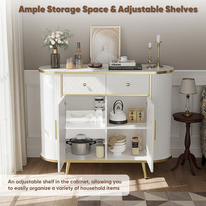 Save 50% - 43.3" Sideboard Buffet Cabinet with Drawers, Modern Coffee Bar Console Table with Storage, Gold Sealed Edge Accent for Living Room