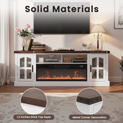 Save 50% - Belord 70.9-Inch Electric Fireplace TV Stand for TVs up to 80 Inches, Wooden Media Console with 1500W 38.2-Inch Fireplace