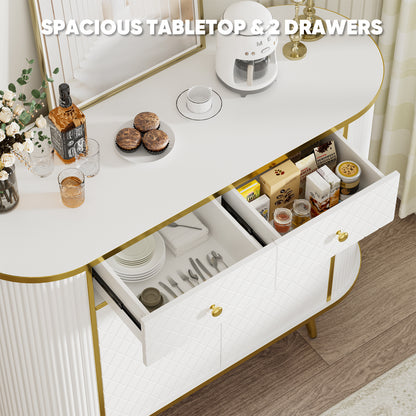 Save 50% - 43.3" Sideboard Buffet Cabinet with Drawers, Modern Coffee Bar Console Table with Storage, Gold Sealed Edge Accent for Living Room