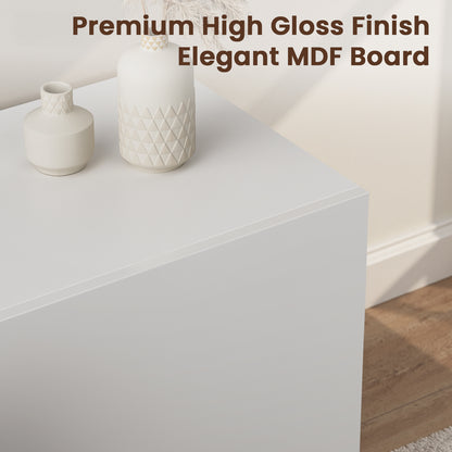 Save 50% - Modern TV Stand for 55-75 Inch TVs | Walnut & White Finish with Glass Shelves & Drawer