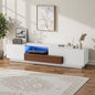 Save 50% - Modern TV Stand for 55-75 Inch TVs | Walnut & White Finish with Glass Shelves & Drawer