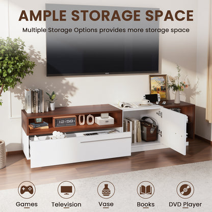 Save 50% - Modern Wooden LED TV Stand for TVs up to 80" with Storage Drawer and Open Shelves