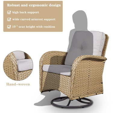 Patio Single PE Wicker Swivel Glider Chair with Thick Cushions, NDS Series - Belord