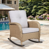 Patio Single PE Wicker Rocking Chair with Thick Cushions, NDS Series - Belord