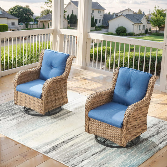 Save 20% - Outdoor 2PC PE Rattan Swivel Glider Chairs, NTC Series