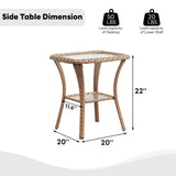 Save 50% - Outdoor PE Rattan Storage Side Table with Tempered Glass, NTC Series - Belord