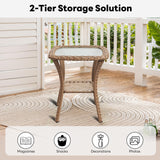 Save 50% - Outdoor PE Rattan Storage Side Table with Tempered Glass, NTC Series - Belord