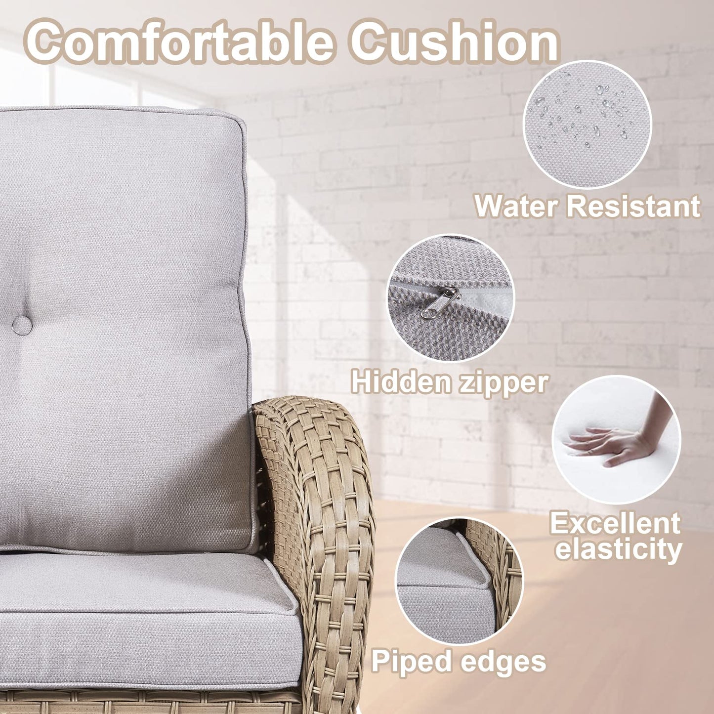 Save 60% - Wicker Rocking Chairs Set with Side Table, NDS Series