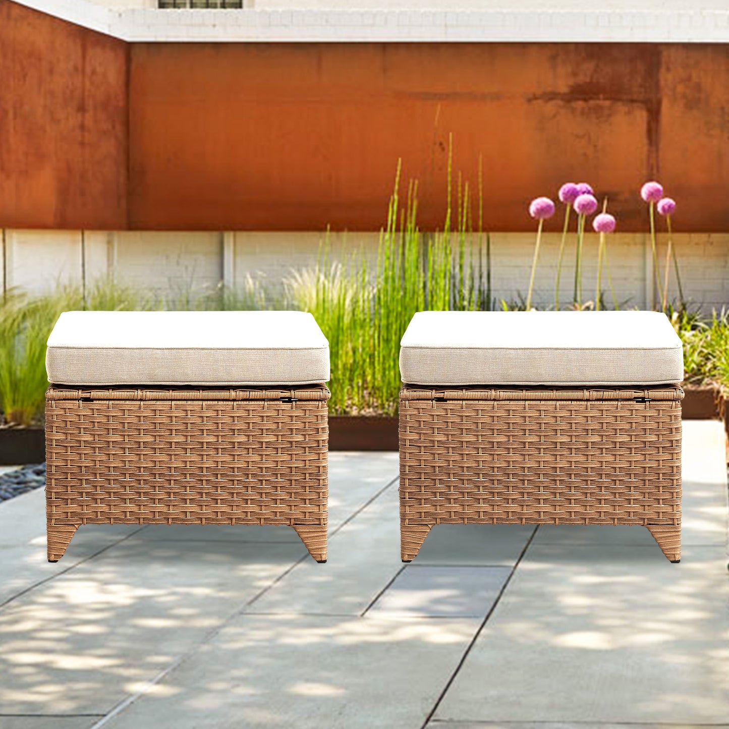 Outdoor PE Rattan Ottoman, NTC Series