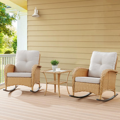 Wicker Rocking Chairs Set with Side Table, NDS Series