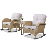 Wicker Rocking Chairs Set with Side Table, NDS Series - Belord