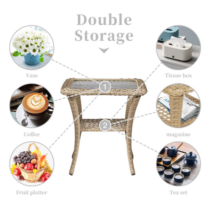 Wicker Rocking Chairs Set with Side Table, NDS Series