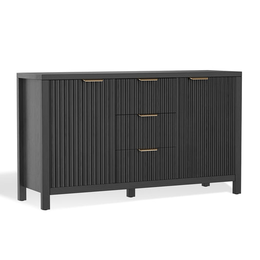 Save 50% - Fluted Sideboard Buffet Cabinet with Storage, 2 Doors & 3 Drawers, Adjustable Shelf Accent Credenza for Living Room or Entryway
