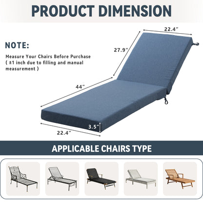 Belord Patio Chaise Lounge Cushion, 72x22x3.5 Inch Outdoor Lounge Chair Pad with Removable Cover, Waterproof, 28D Foam