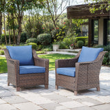Blue Belord 2-piece outdoor patio chair set with cushions, perfect for conversation or relaxing in the garden.