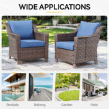 Blue Belord 2-piece outdoor patio chair set with cushions, perfect for garden or patio conversation areas.