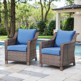 Belord 2-piece outdoor patio chair set with blue cushions, ideal for garden or porch conversation spaces.
