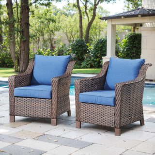 Belord 2-piece outdoor patio chair set with blue cushions, ideal for garden or porch conversation spaces.