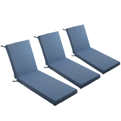 Belord Outdoor Chaise Lounge Cushions, Set of 3 – 72"x22"x3.5" Removable Cover, 28D High-Density Waterproof Patio Lounger Pads for Poolside