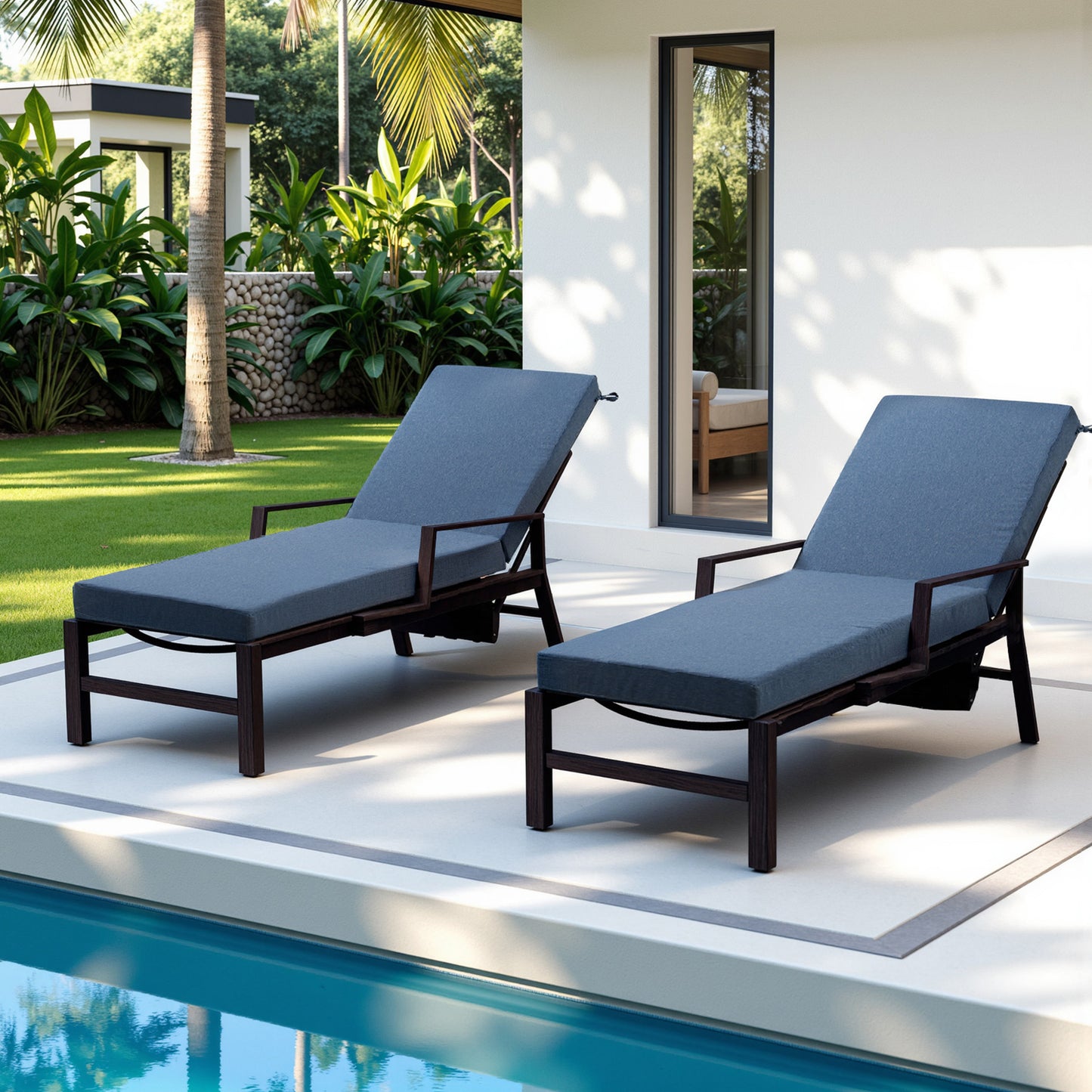 Belord Outdoor Chaise Lounge Cushions, Set of 4 – 72"x22"x3.5" Patio Lounger Pads, 28D High-Density Sponge, Waterproof, Removable Covers for Outdoor Relaxation