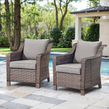 Belord gray 2-piece outdoor patio chair set with cushions from the DAR Series, perfect for outdoor conversation and relaxation.