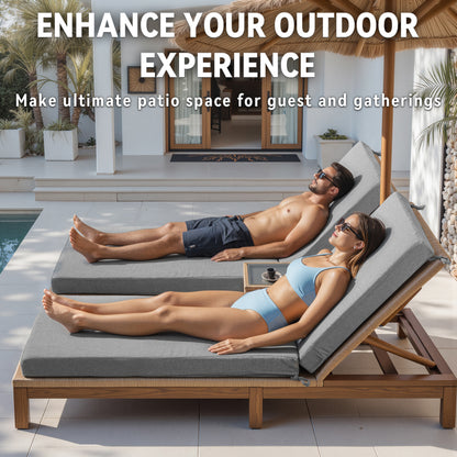 Belord Patio Chaise Lounge Cushion, 72x22x3.5 Inch Outdoor Lounge Chair Pad with Removable Cover, Waterproof, 28D Foam