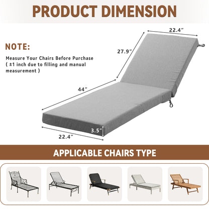 Belord Outdoor Chaise Lounge Cushions, Set of 3 – 72"x22"x3.5" Removable Cover, 28D High-Density Waterproof Patio Lounger Pads for Poolside