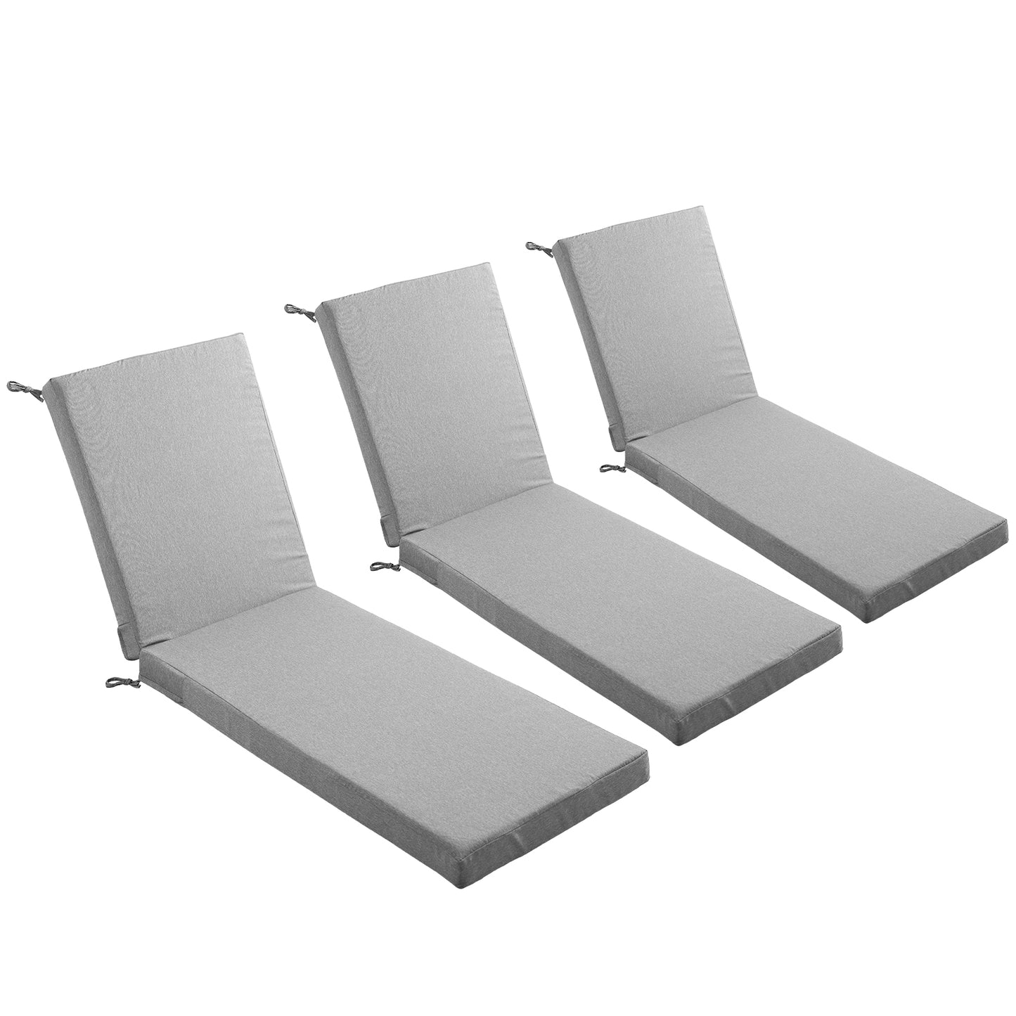 Belord Outdoor Chaise Lounge Cushions, Set of 3 – 72"x22"x3.5" Removable Cover, 28D High-Density Waterproof Patio Lounger Pads for Poolside
