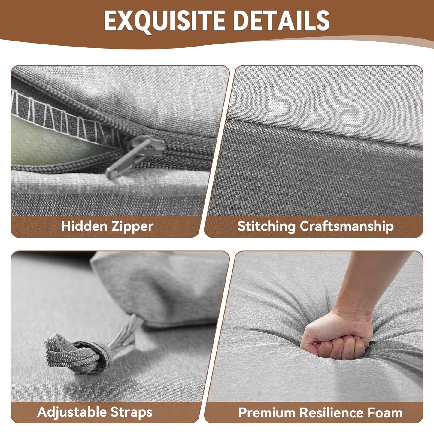 Belord Patio Chaise Lounge Cushion, 72x22x3.5 Inch Outdoor Lounge Chair Pad with Removable Cover, Waterproof, 28D Foam