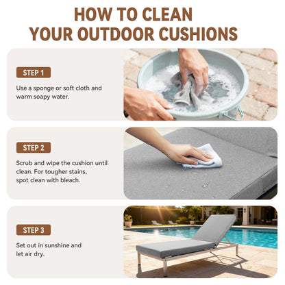 Belord Outdoor Chaise Lounge Cushions, Set of 4 – 72"x22"x3.5" Patio Lounger Pads, 28D High-Density Sponge, Waterproof, Removable Covers for Outdoor Relaxation