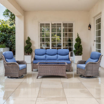 4-Piece Outdoor Swivel Rocker Patio Chairs with Sofa & Table, NTS Series