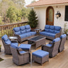 Belord 11-piece patio wicker sofa set with swivel chairs, featuring cushioned seats and a stylish outdoor conversation arrangement.