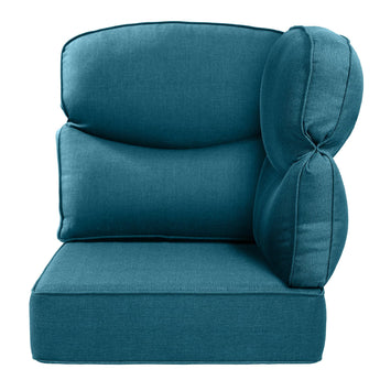 Luxury 24x24x6 Outdoor Patio Corner Cushion Smile Peacock Blue
