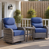 Belord 3-piece patio bistro set with swivel glider chairs and side table, featuring cushioned seats and modern design for outdoor relaxation.
