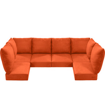 6 Seater 24x24x6 Outdoor Patio Corner Cushion Classic Orange