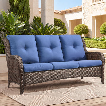 Belord outdoor wicker 3-seater patio sofa from the NTC Series, showing a comfortable and stylish garden seating arrangement.