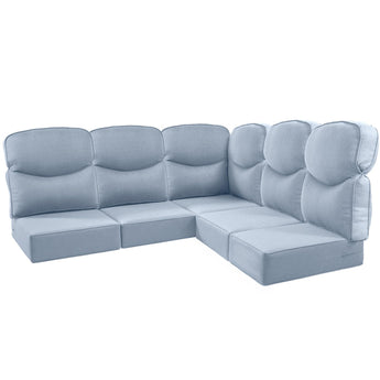 5 Seater 24x24x6 Outdoor Patio Corner Cushion Smile Baby Blue