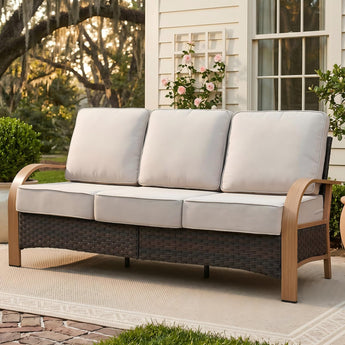 Upgraded 6" Cushion Luxury 3-Seater Outdoor Couch, HW Series