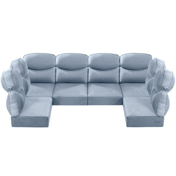 6 Seater 24x24x6 Outdoor Patio Corner Cushion Smile Baby Blue