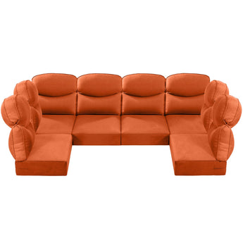 6 Seater 24x24x6 Outdoor Patio Corner Cushion Smile Orange