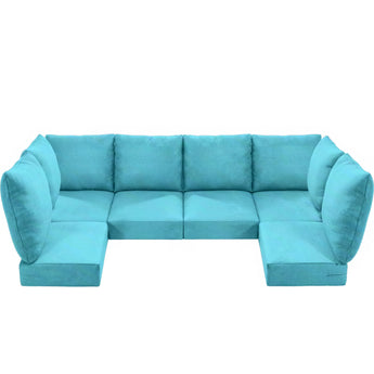 6 Seater 24x24x6 Outdoor Patio Corner Cushion Classic Turquoise