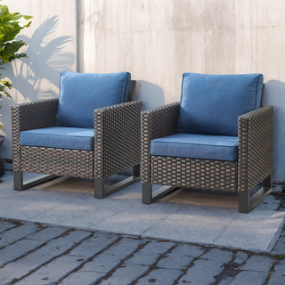 Pair of Belord wicker patio chairs, 18.5-inch high back, sturdy design, suitable for outdoor seating, part of GRS Series.