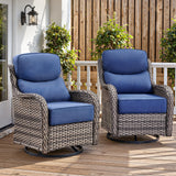 Belord outdoor patio swivel glider chairs set of 2 with 6-inch cushions, featuring a modern design and sturdy metal frames.