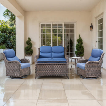 5-Piece Outdoor Swivel Rocker Patio Chairs with Sofa & Table, NTS Series